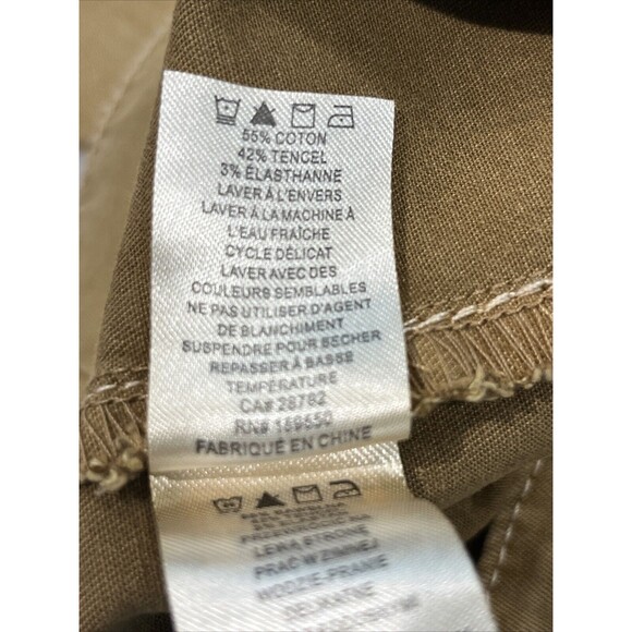 Joie Wide Leg High Waist Pants Sz 14 Cargo Pocket Tan Tencel Cotton Stretch - Picture 12 of 14